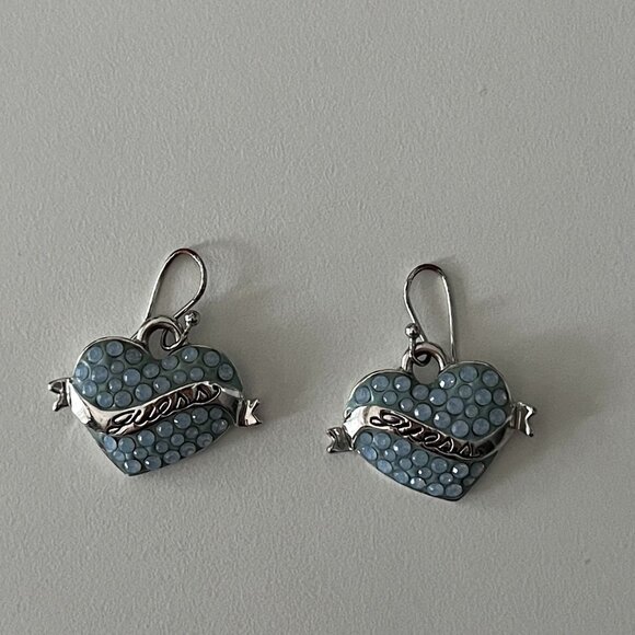 Vintage Guess Blue Earrings - Heart-shaped - Picture 3 of 7